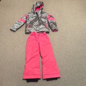 Spyder Kids Ski Jacket and Pants Set - Silver and Pink